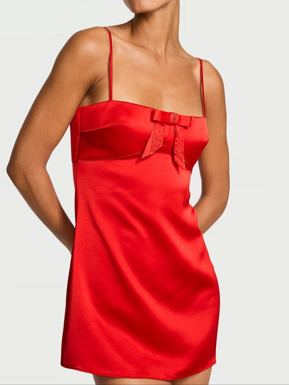 Victoria's Secret Dream Angels Twinkle Bow Satin Mini Slip Dress SZ XL
